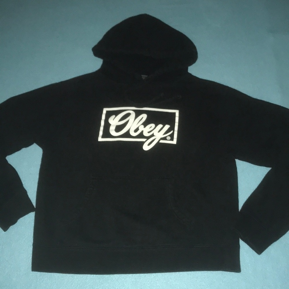𝅺OBEY propaganda #89 hoodie sweatshirt pouch pocket drawstring hood black size M
